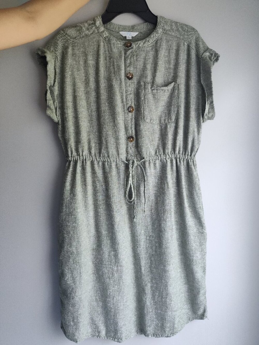 Time and Tru drawstring waist linen blend dress